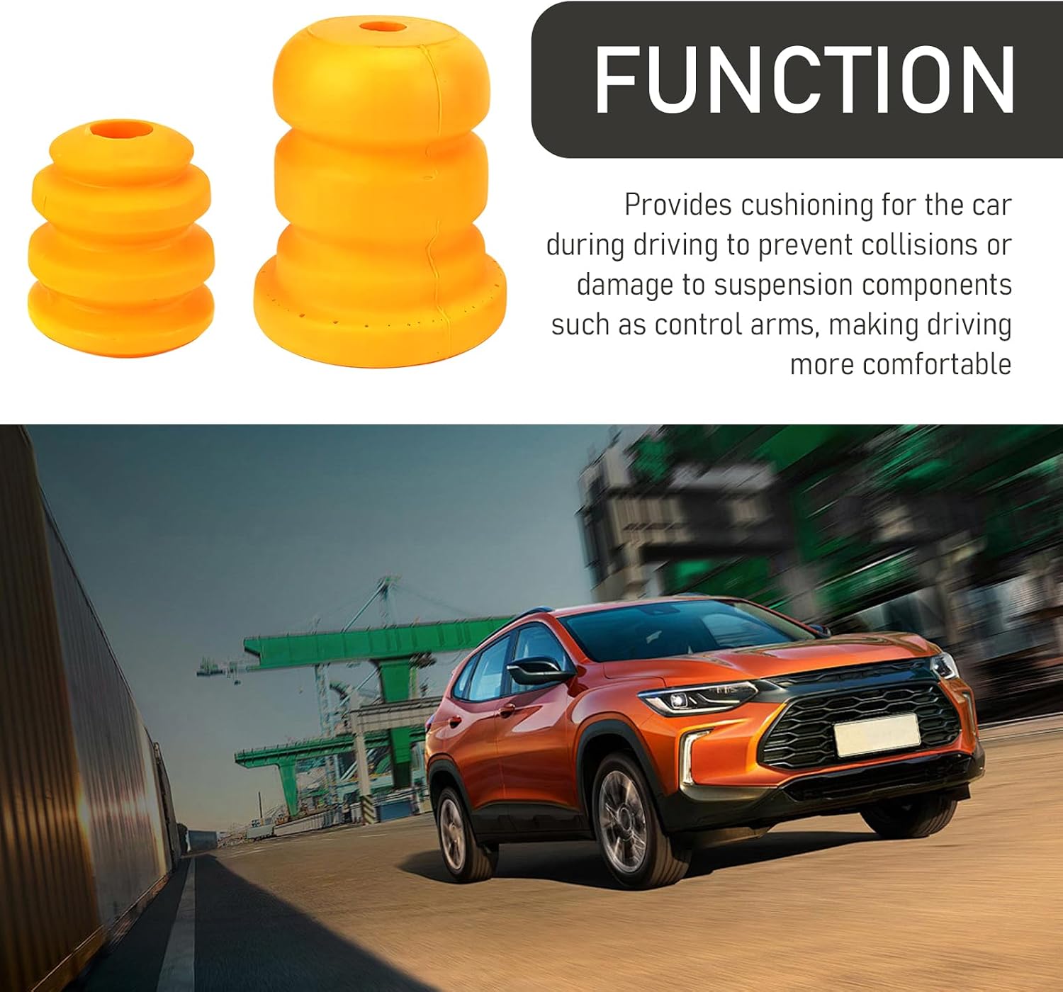 4 PCS Car Bumper Pads, Control Arm + Rear Axle Bumper Suspension Shock Absorber Protectors, Replace OEM Part Number 15153958 15039397, Compatible with Chevrolet Savana 1500 Truck (Yellow)