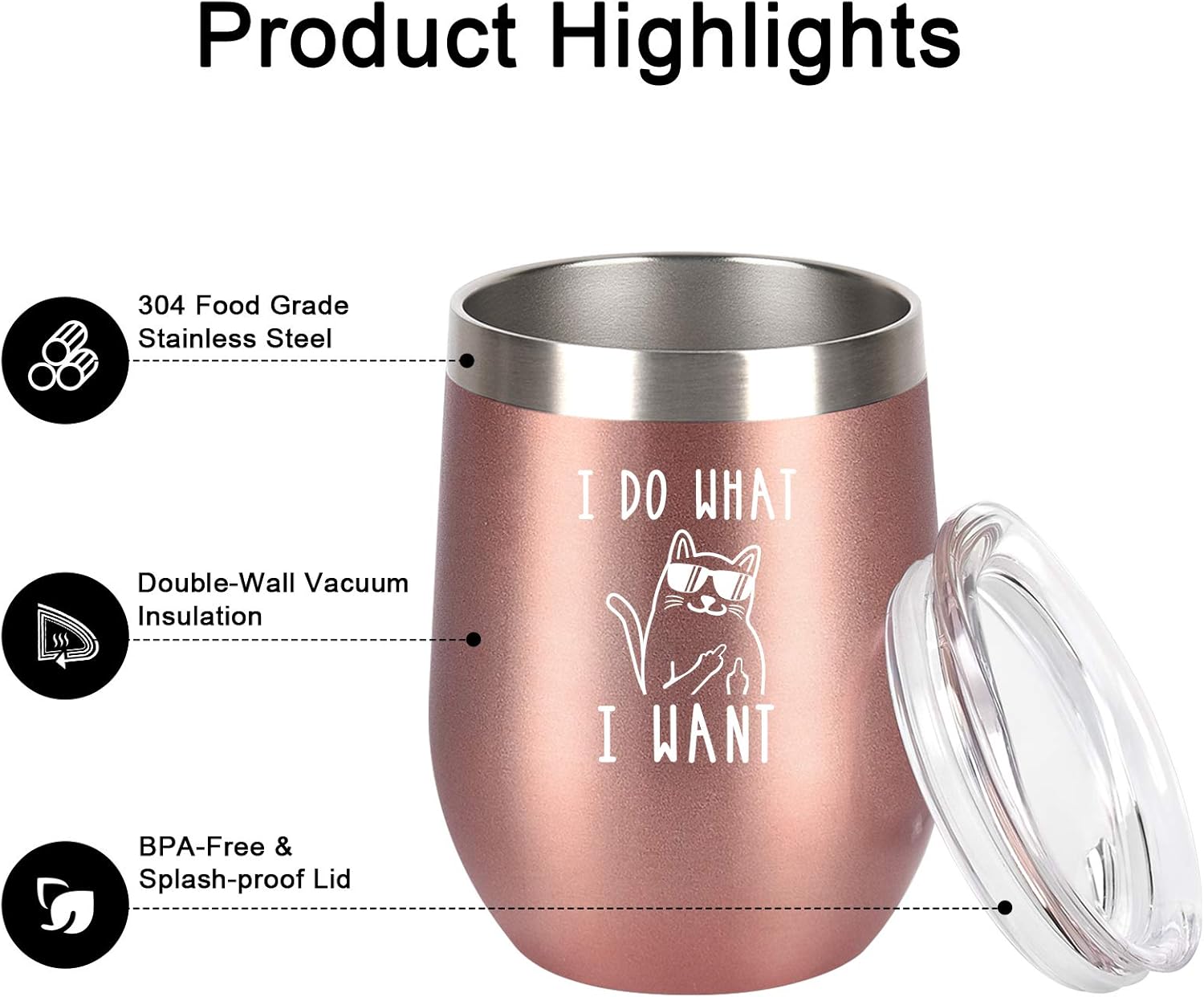 Exсluѕіvе I Do What I Want-Stainless Steel Wine Tumbler, Funny Gifts for Cat Lovers Women Females Girfriend Mom Co-Worker Boss Friends, Birthday Christmas Gifts, Insulated Wine Tumbler with Lid(12oz, Rose Gold) Frее Shірріng 🛒 I Do What I Want-Stainless Steel Wine Tumbler, Funny Gifts for Cat Lovers Women Females Girfriend Mom Co-Worker Boss Friends, Birthday Christmas Gifts, Insulated Wine Tumbler with Lid(12oz, Rose Gold)
