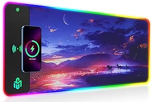 GIM Wireless Charging RGB Gaming Mouse Pad 15W, LED Mouse Mat 800x300x4MM,...