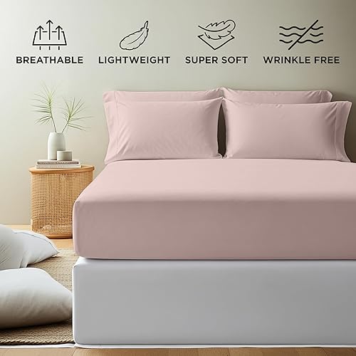 Miniatura 2 de Royale Linens - Sábana bajera tamaño Queen, calidad de hotel cepillada 1800, ultrasuave, resistente a arrugas y decoloración, bolsillo profundo