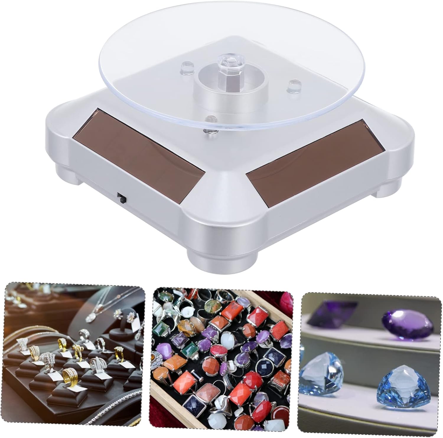 Solar Jewelry Rotating Stand Turntable Display Case Solar Display Stand