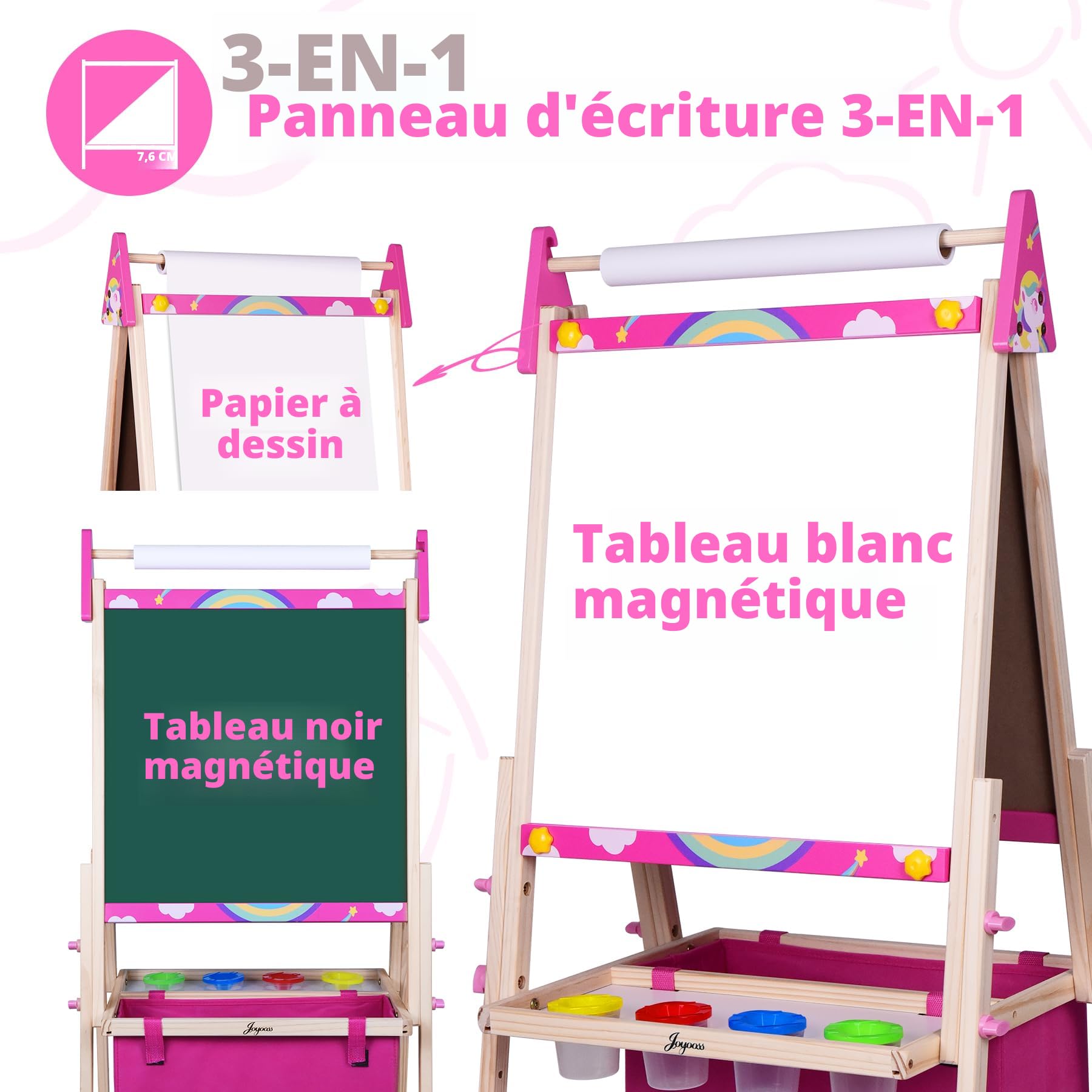 Joyooss Chevalet d'art pour enfants, chevalet en bois réglable pour tout- petits, tableau de dessin double face, tableau blanc et tableau noir, chevalet sec, chevalet d'art pour enfants de 4-8 et 9-12 Joyooss Chevalet d'art pour enfants, chevalet en bois réglable pour tout- petits, tableau de dessin double face, tableau blanc et tableau noir, chevalet sec, chevalet d'art pour enfants de 4-8 et 9-12