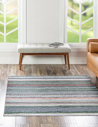 Unique Loom Yara Collection - Alfombra Axel (7' 10" cuadrada, verdemarfil)