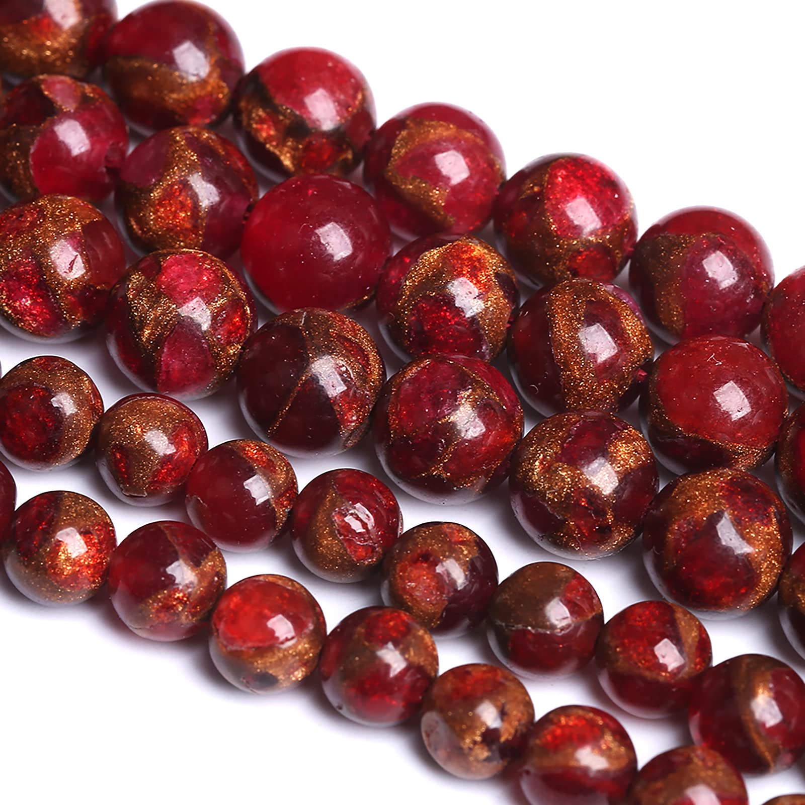 31 perline rotonde sfuse rosse da 12 mm, per la creazione di gioielli e braccialetti fai da te