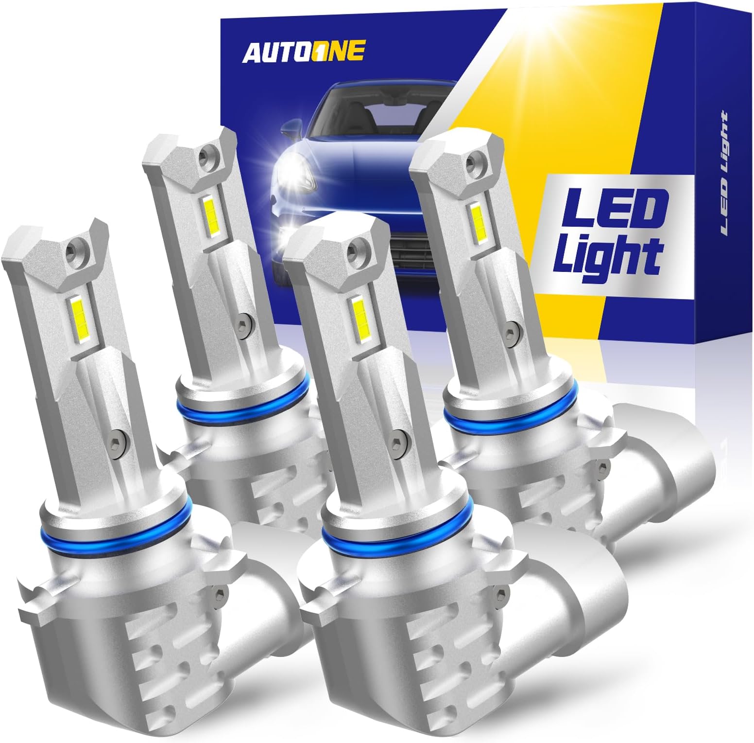 9005 9006 Bulbs Combo, 80,000LM 6000K White Super Bright 9005/HB3 9006/HB4 Fanless Halogen Replacement Fog Light Bulbs, Non-Polarity Anti Flicker, Plug and Play, Pack of 4