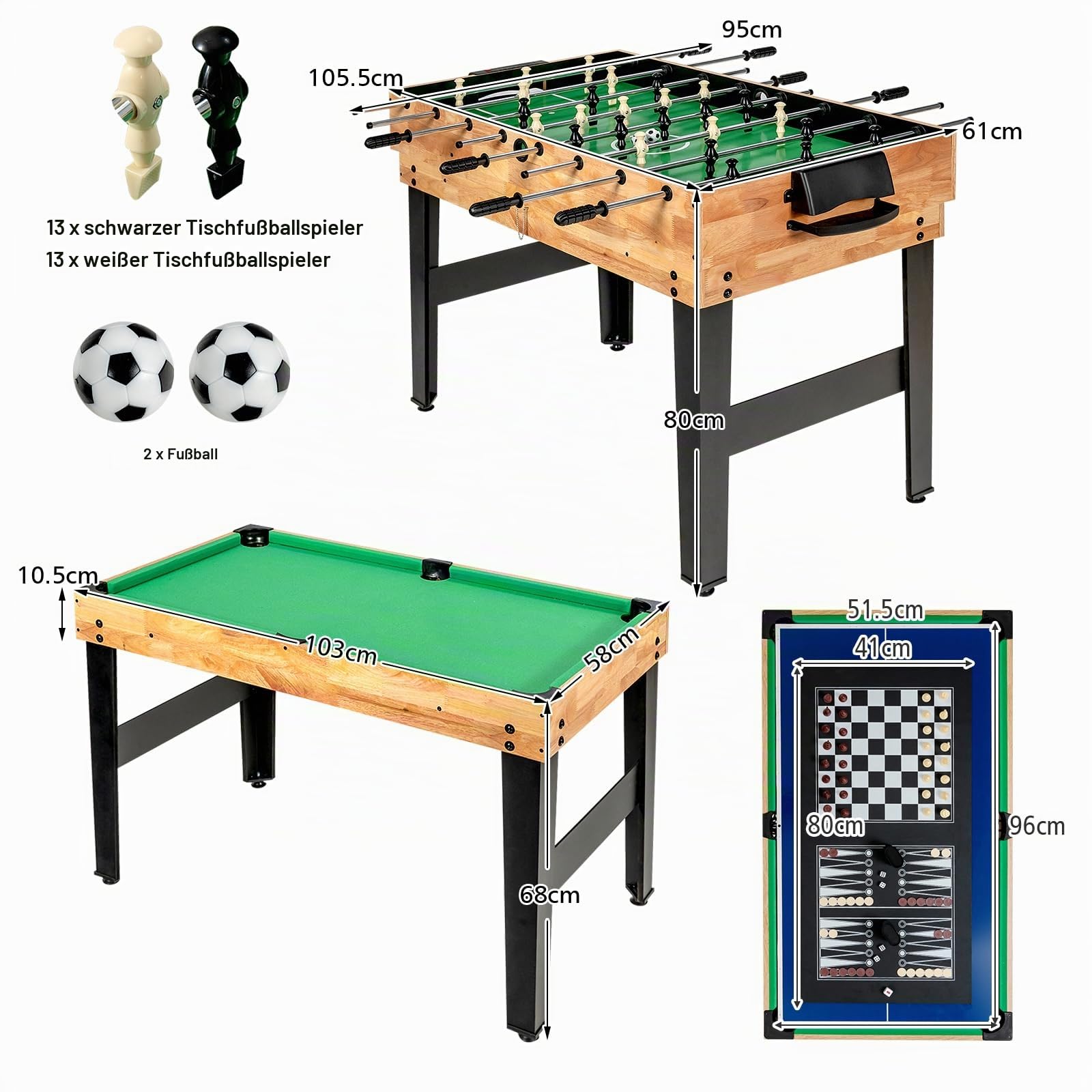 HOMASIS 10-in-1 Multifunktionstisch mit 10 Spielen für Kinder & Erwachsene