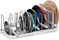 EVERIE GS02SS Adjustable Pot Lid Holder Rack - Bakeware Organizer for Pans, Lids, Cutting Boards, Expandable 12.6-21.5" Wide