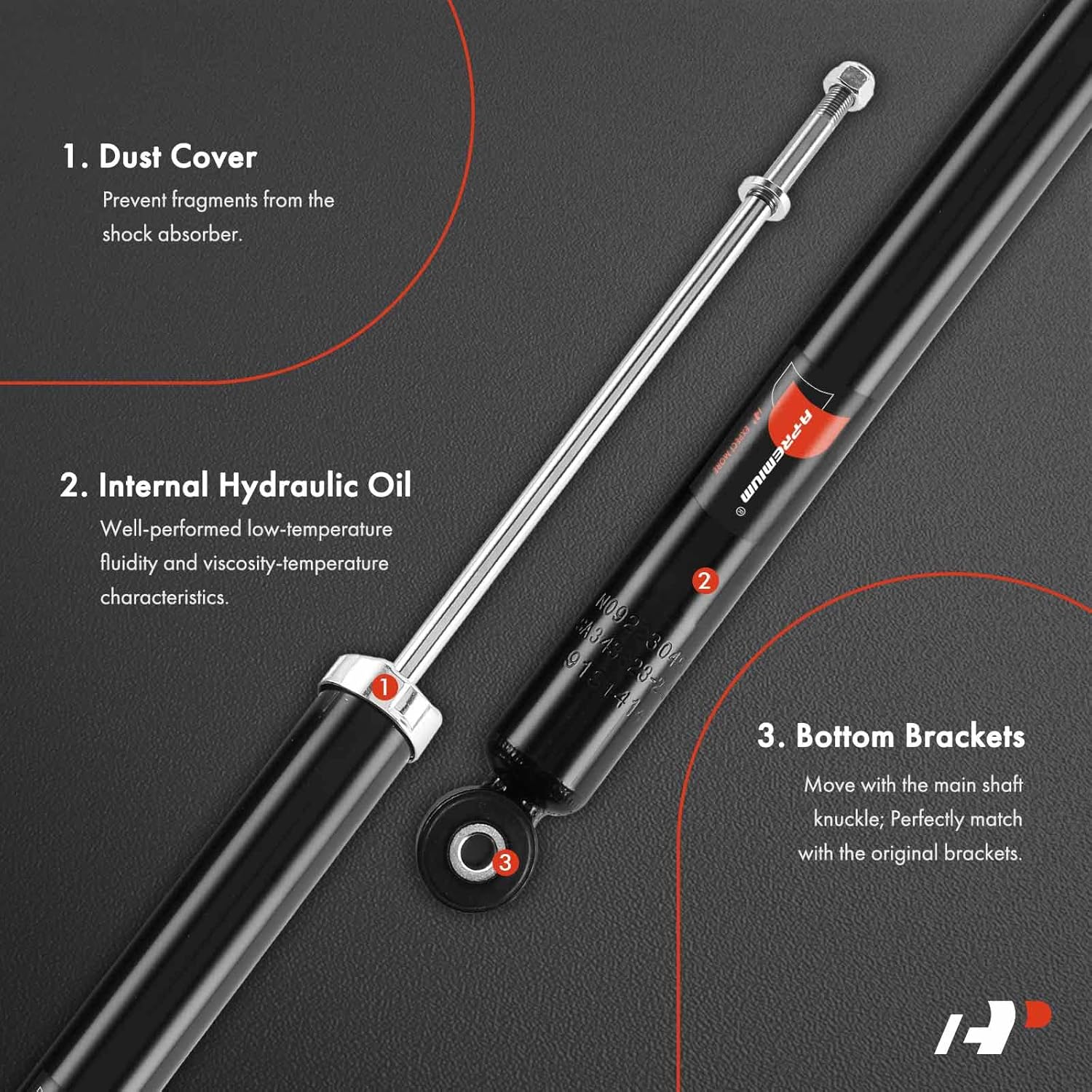 A-Premium Rear Pair [2] Shock Absorber Compatible with Toyota Yaris 2014 2015 2016 2017 2018, Driver and Passenger Side