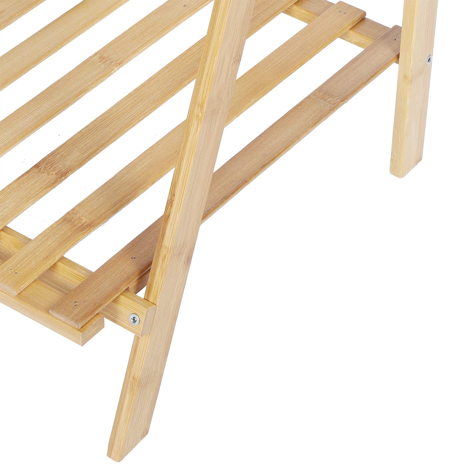 Ausla Stojak na Rośliny Bambusowy Stojak na Kwiaty 3-poziomowy Wieszak Rośliny 56,3 X 37,6 X 14,8 Cala z Wieszakiem Łatwy montaż Patio Balkon Weranda Wewnątrz Domu