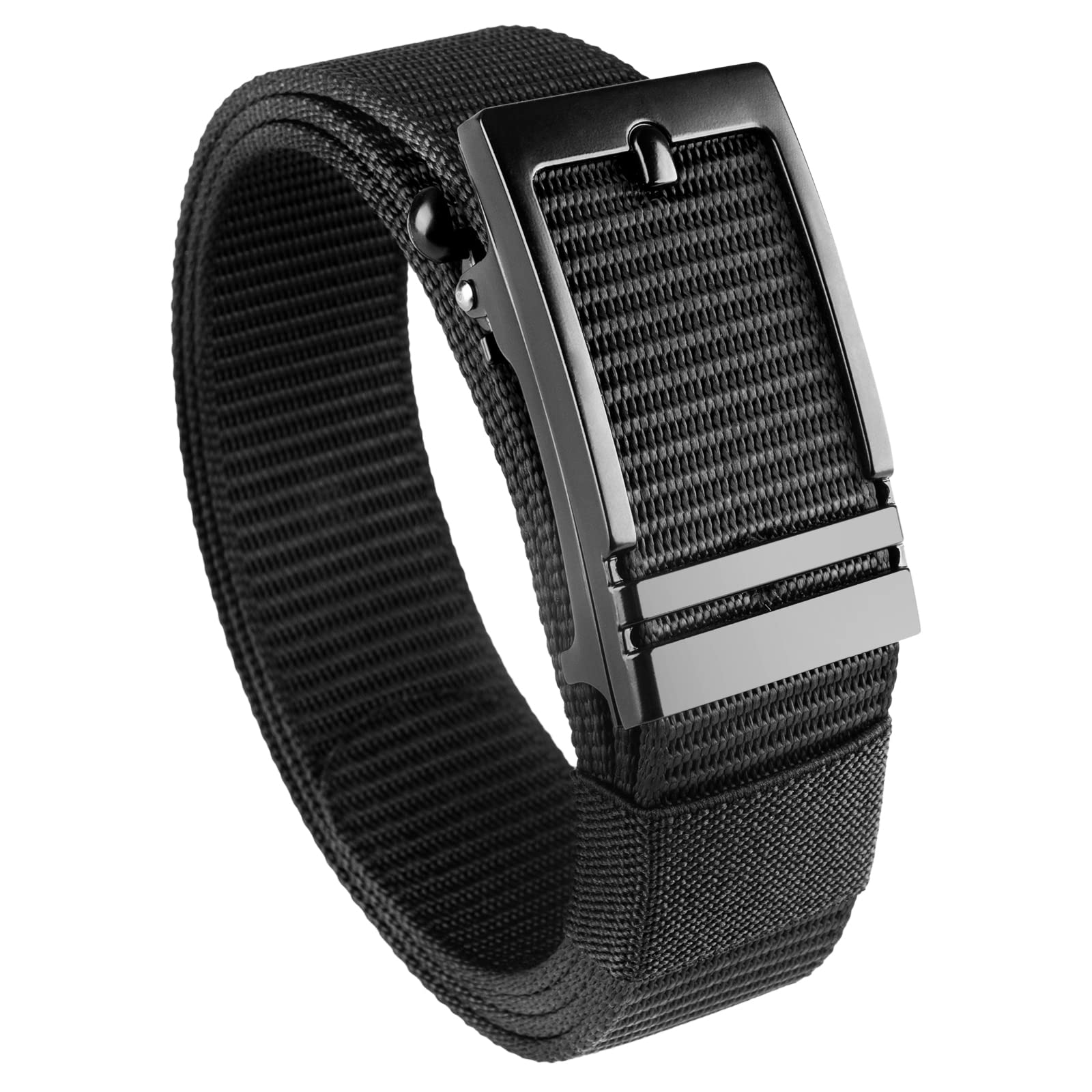 VCOOTS Men's Golf Web Belt Ratchet Belt Nylon Tactical Gun Belt Automatic Slide Buckle, Invisible Belt (01,125)