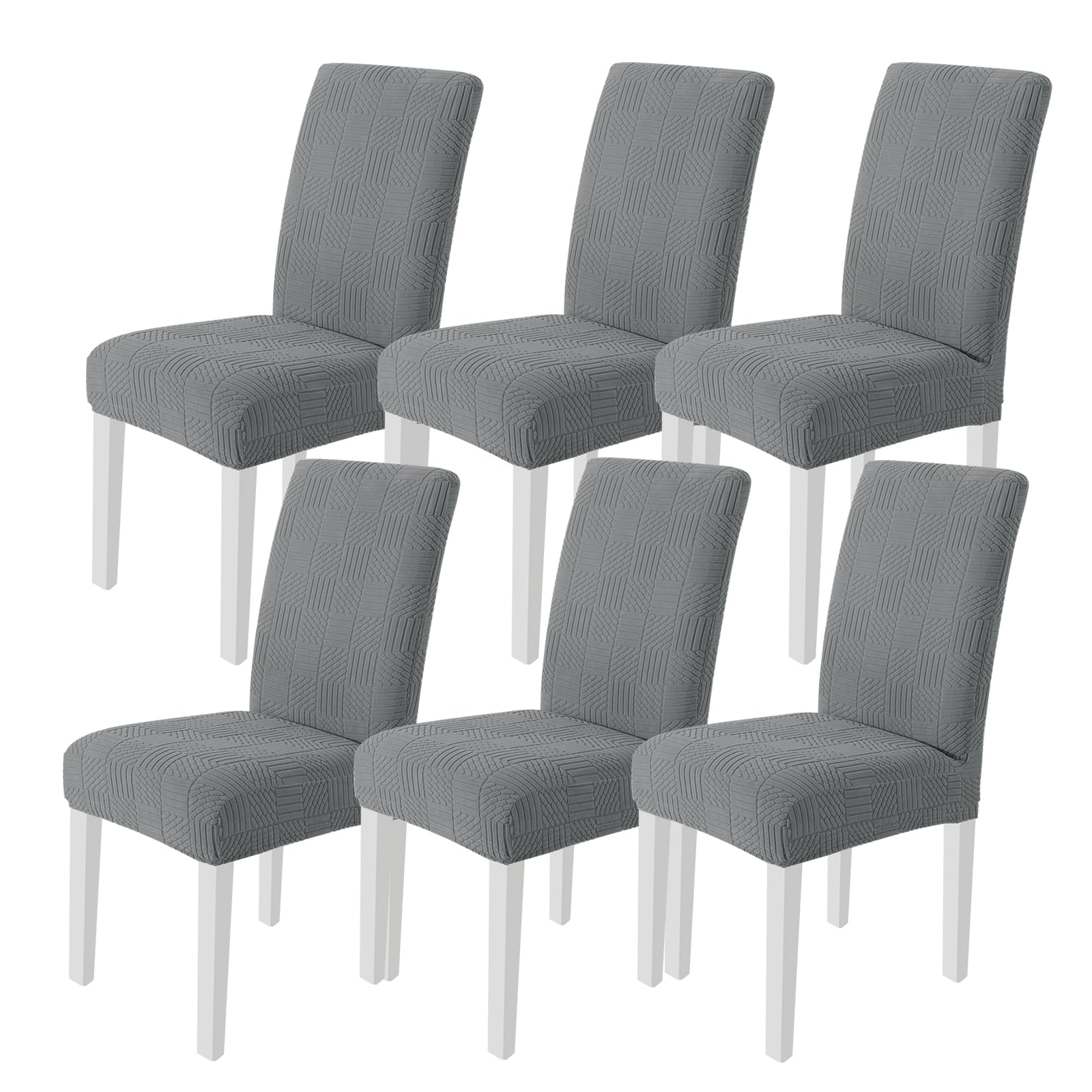 Ystyle Stretch Stuhlhussen 6er Set, Stuhlbezug Elastisch Abnehmbarer Waschbarer,Universal Langlebig Stuhlbezüge, Für Hotel Bankett Küche Restaurant Hochzeit Party, Hellgrau