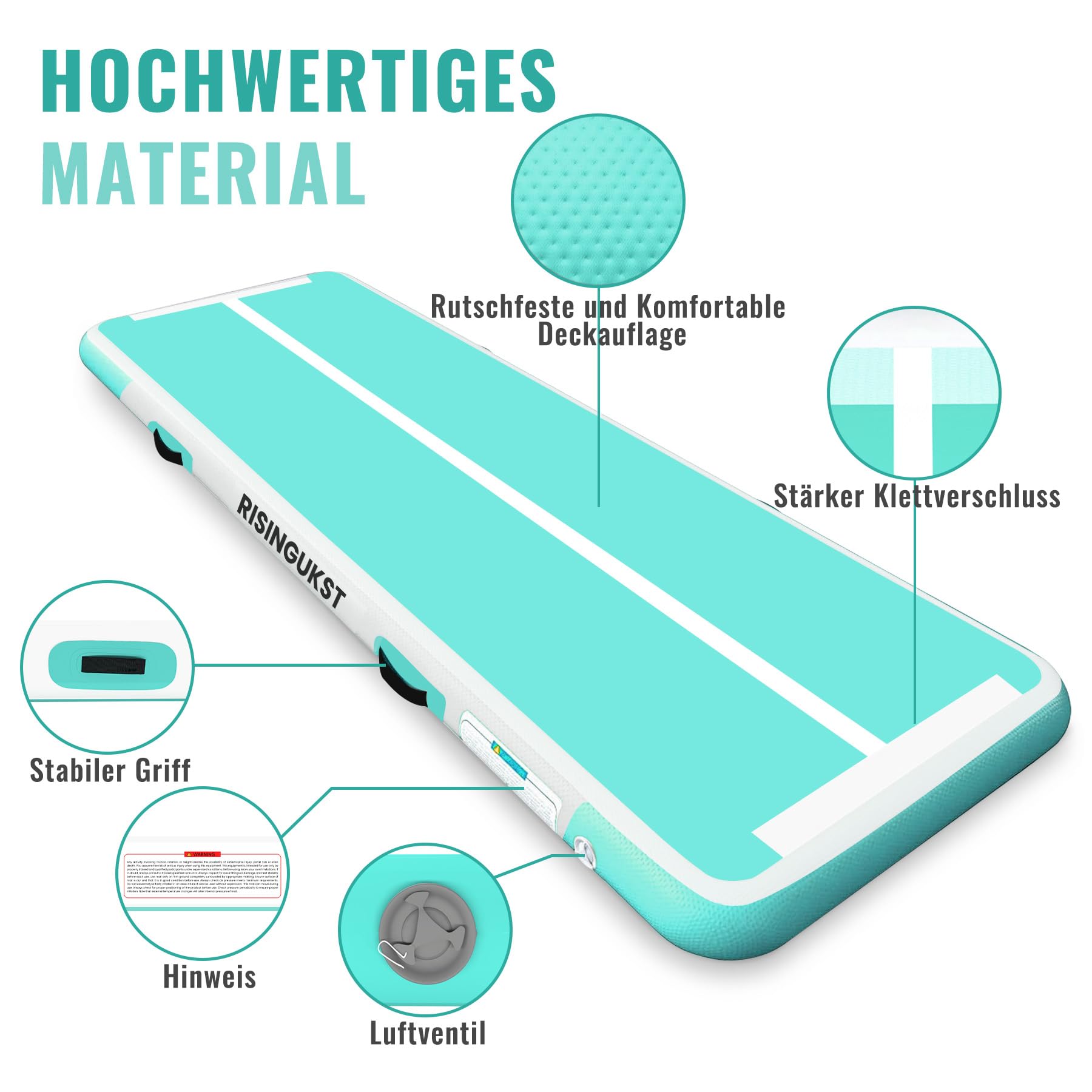 RISINGUKST Air Track Ginnastica Artistica 10/20cm Spessore, 2/3/4/5/6m materassino palestra con Pompa Elettrica per Casa, Air Roller