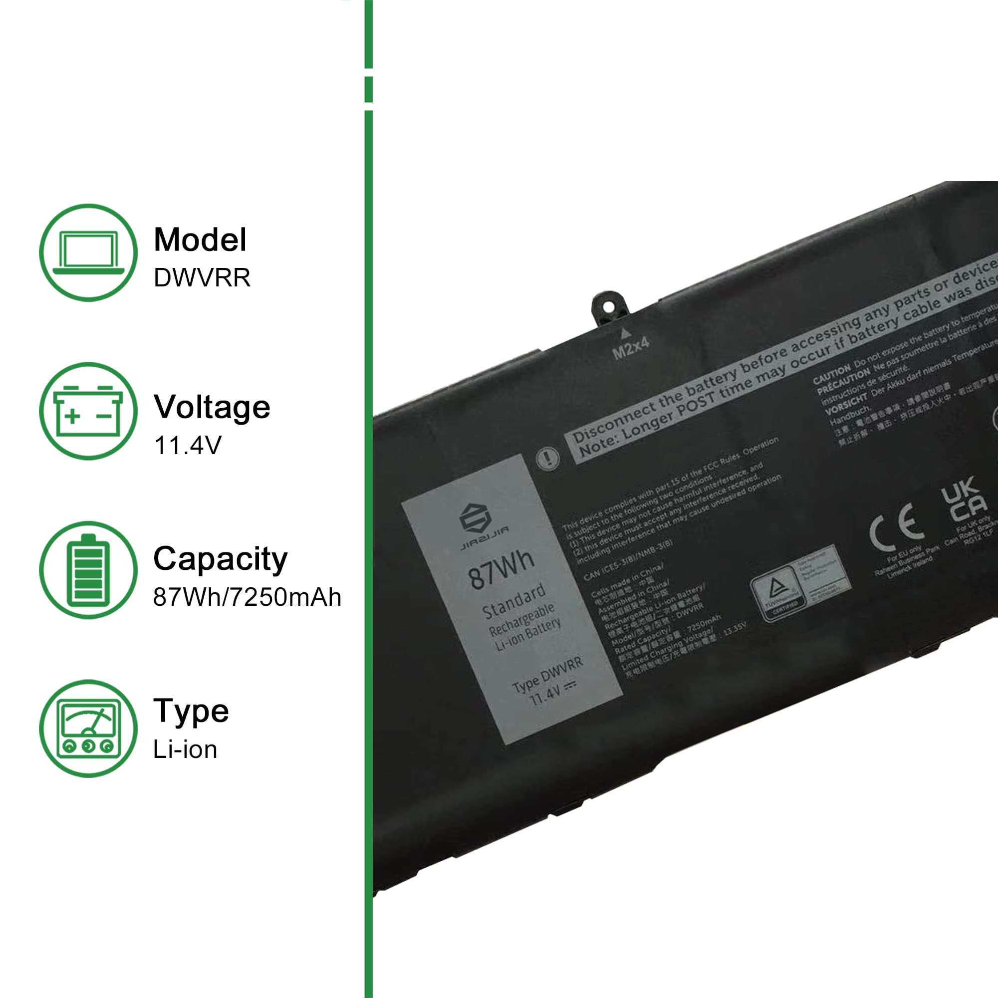 Amazon.com: JIAZIJIA DWVRR Laptop Battery Replacement for
