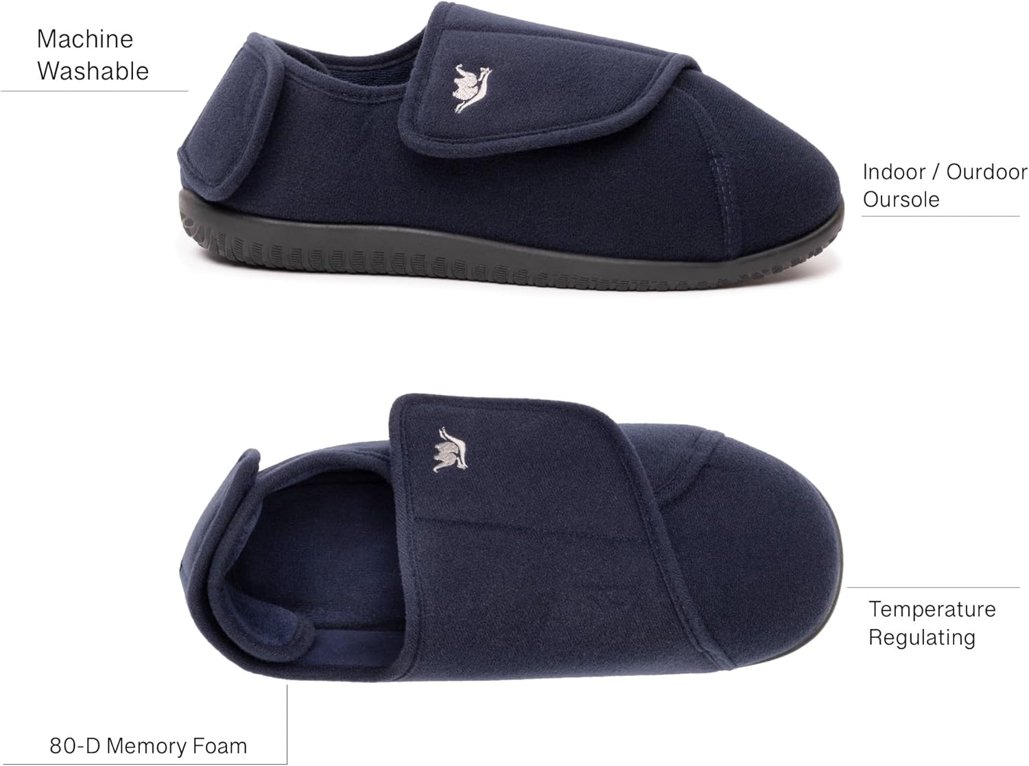 Men's Memory Foam Diabetic Slippers with Adjustable Closure, Extra Wide Comfy Warm Plush Fleece Arthritis Edema Swollen Diabetic House Shoes Machine Washable with Anti Slip Sole - Image 9