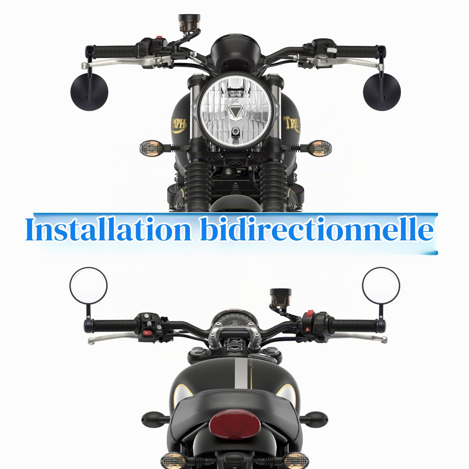 Retroviseur moto Homologués latéral de guidon 7/8" 22mm Rétroviseurs Latéraux pour CB1000R CB400 MT07 MT09 Z1000 XSR 700 Cafe racer
