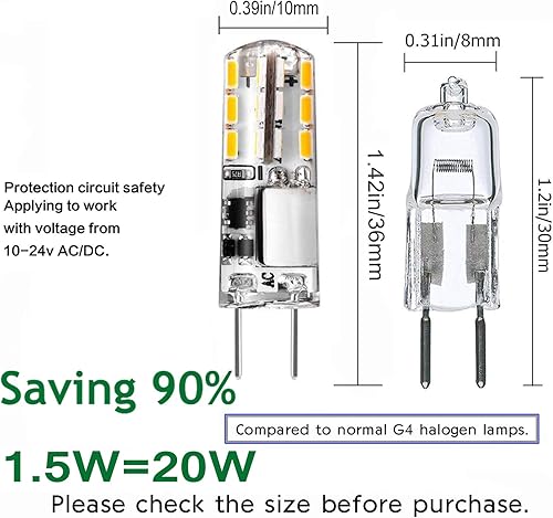 Miniatura 9 de Bombillas LED G4 de 12 V ACDC con base de dos pines para paisaje, bombilla de 3 W, 12 V, bombilla G4, equivalente a 30 W, bajo voltaje, blanco