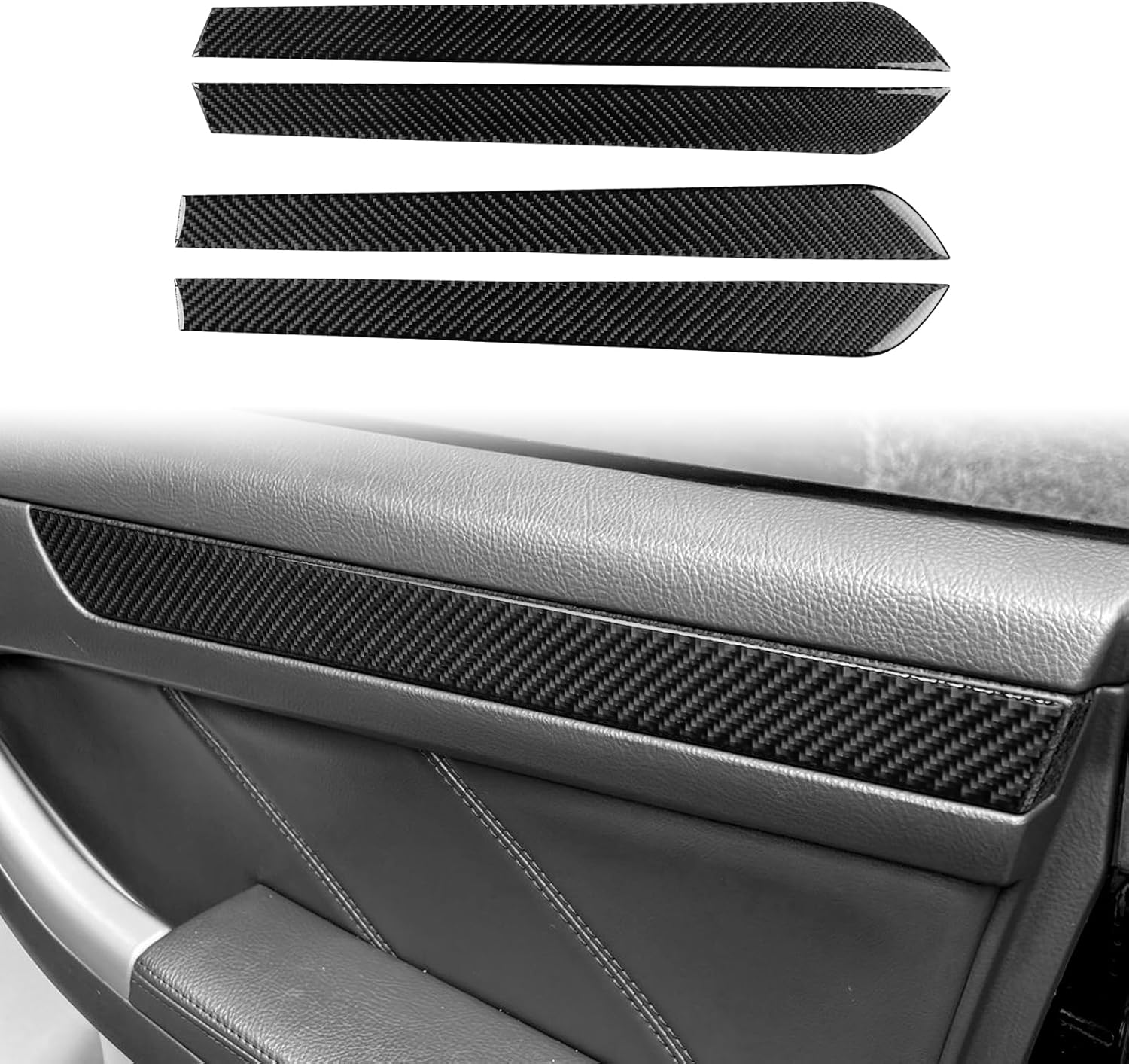 Black Real Carbon Fiber Car Inner Door Panel Anti-Scratch Decorative Strip Trim Sticker Compatible with Toyota 4Runner 4 Runner(N210)2003 2004 2005 2006 2007 2008 2009 SR5/Sport Edition/Limited