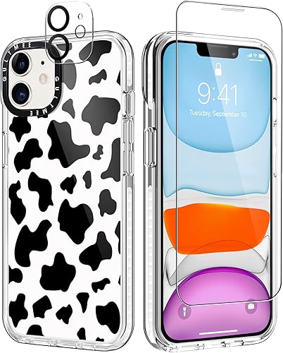 GULTMEE Funda 3 en 1 diseñada para iPhone 11 con estampado de vaca con parachoques integrado funda protectora a prueba de golpes para iPhone 11