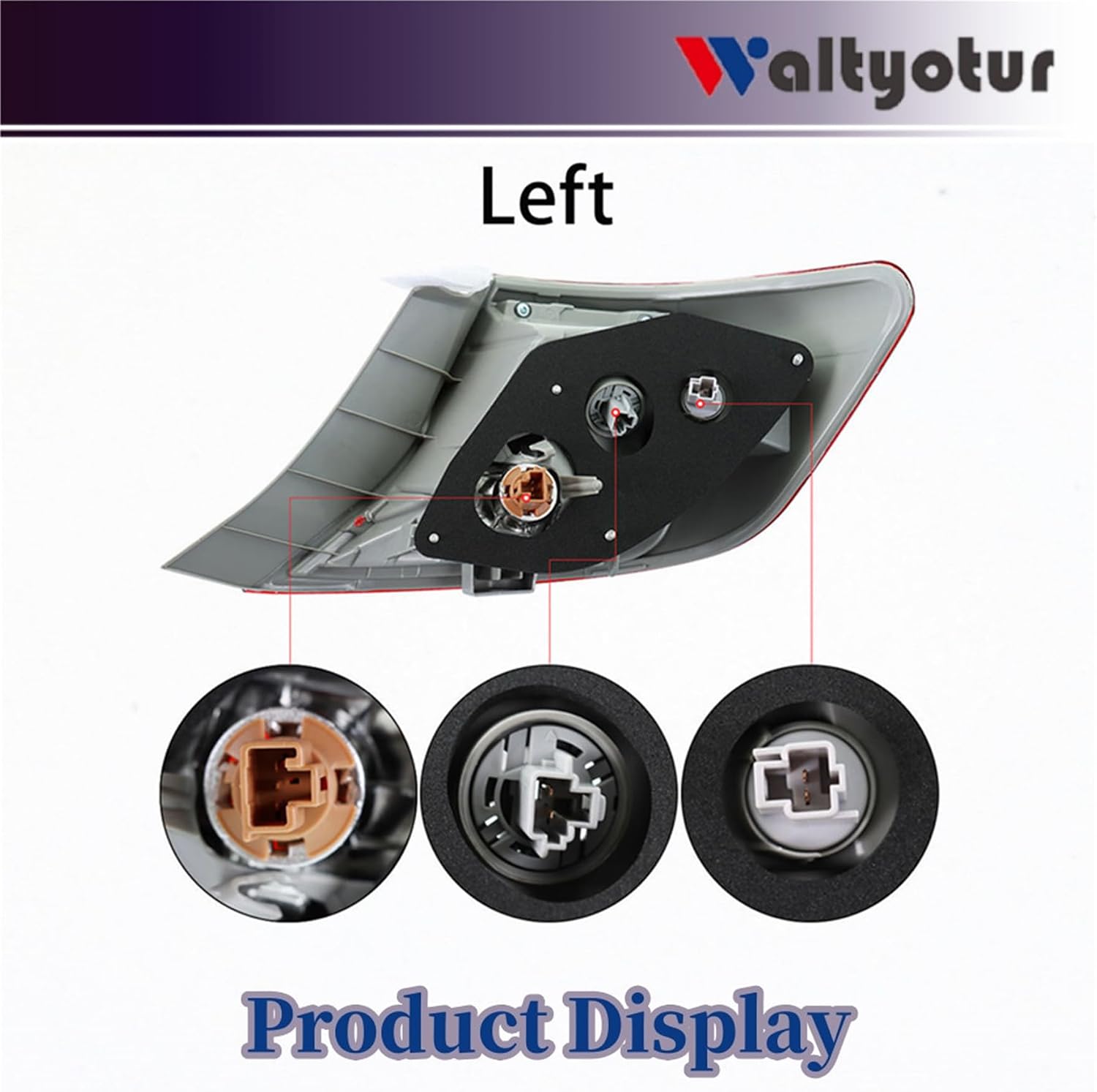 waltyotur Outer Clear/Red Right Left Driver Passenger Side Tail Lights Brake Lamp Tail Lights Brake Lamp Tail Light Brake Lamp Replacement for 2012-2014 Camry w/Bulbs