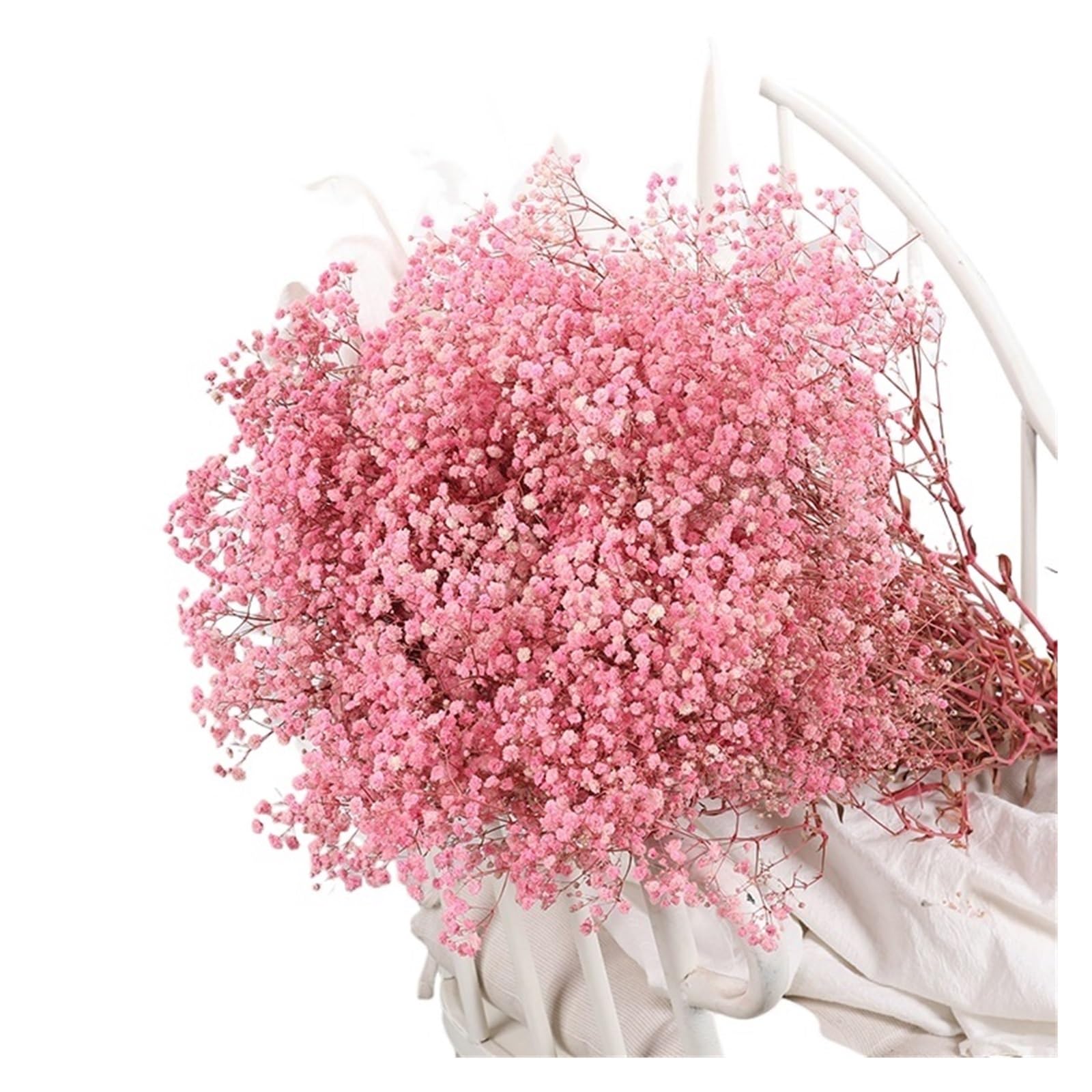 WJIAYAO dried gypsophila flowers 100g Preserved Baby Breath White Gypsophila Dried Flower Wedding Bouquet Decoration Home Vase Filler(Pink)