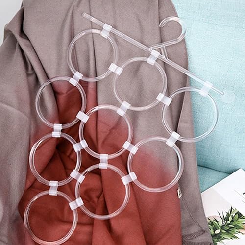 WellieSTR 1 juego de 9 anillos de plástico antideslizante para corbata, bufanda, organizador de bufandas, soporte para bufandas, colgador de