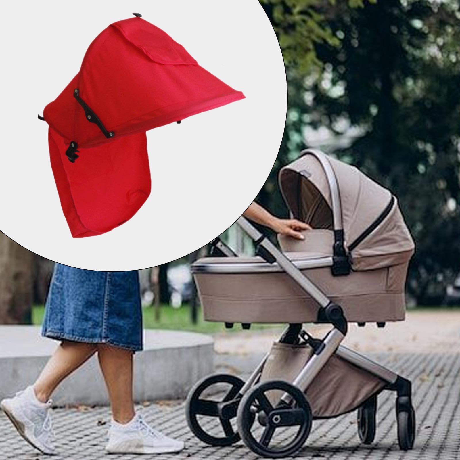 Luwecf Sonnenschutz für Kinderwagen, Erweiterung für Babyschutz, Rot Baby