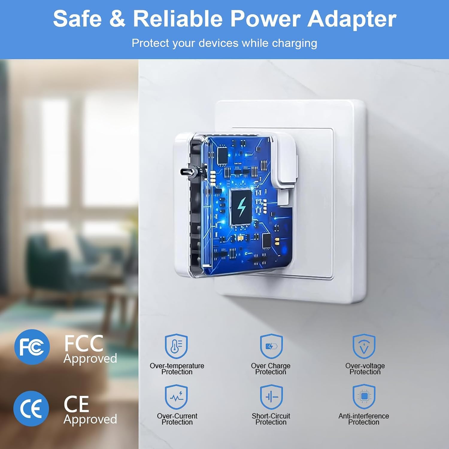 100W USB C to C Fast Charger Compatible with MacBook Air 15/13 Inch, MacBook Pro 16/15/14/13 Inch, iPad Pro, Samsung Galaxy, Pixel, and All Type C Devices, Include 6.6FT/2M Charge Cable