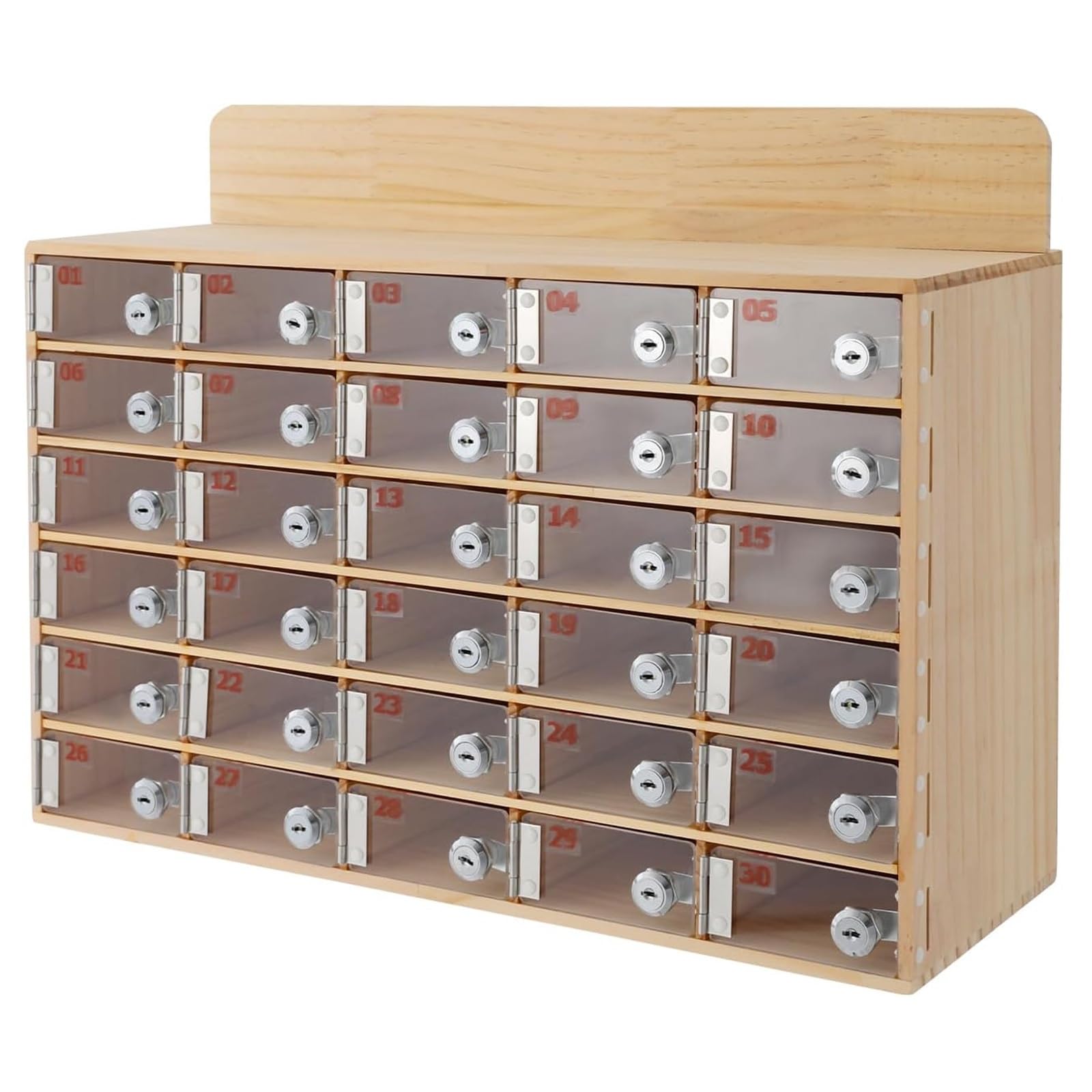 Casier de téléphone portable en bois acrylique avec 930 emplacements de serrure et clés – Armoire de rangement pour bureau, salle de classe, laboratoire – 53 x 19 x 34 cm