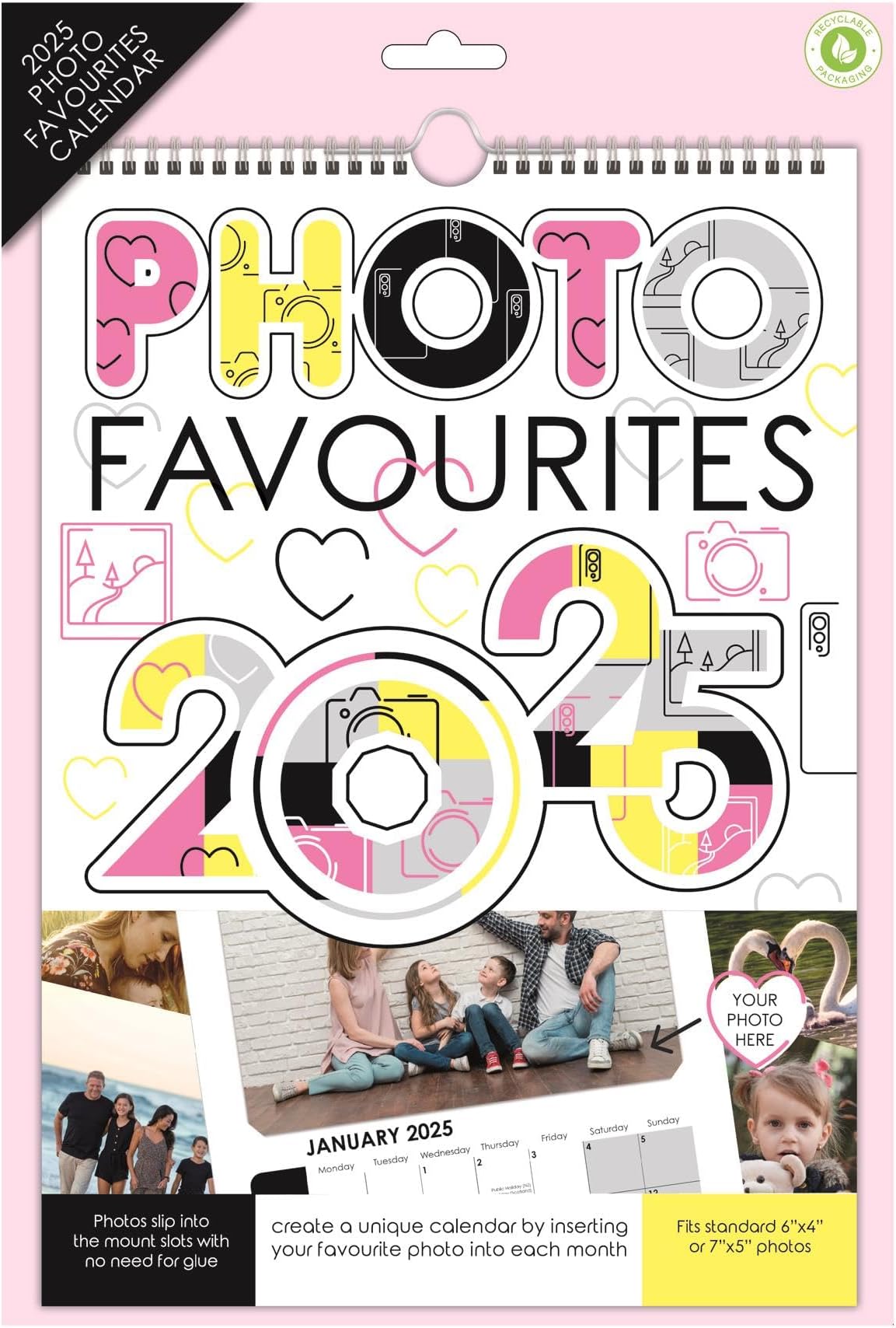 Shot2go 2025 Desktop Photo Calendar Black Holds 12 4x6" Photos