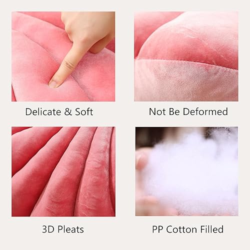 Miniatura 5 de Gerlisay Almohada 3D con diseño de conchas y conchas de mar, color rojo y rosa, cojín decorativo de terciopelo suave incluido para sofá, cama,