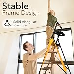 HBTower Step Ladder, 5 Step Ladder Folding Step Stool with Tool Platform,600 lbs Portable Sturdy Steel Ladder for Adults Home Outdoor Kitchen Garage,Black