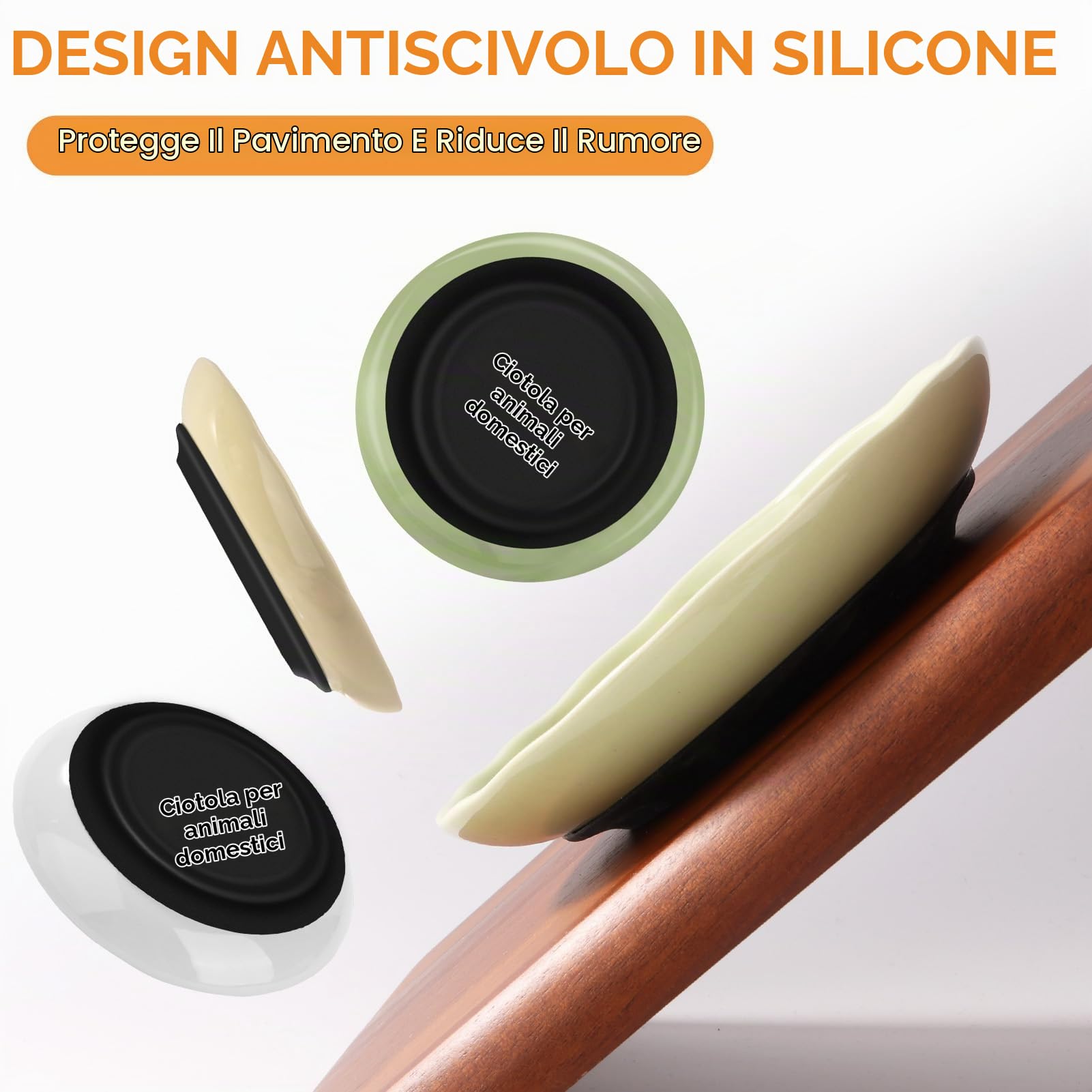 FoiiLiio Ciotola per Gatto Ceramica con Base in Gomma Antiscivolo (15x3.0cm) 6 Pezzi Ciotole per Gatti, Ciotola Piatta Gatti per Cani Piccoli, Gattini