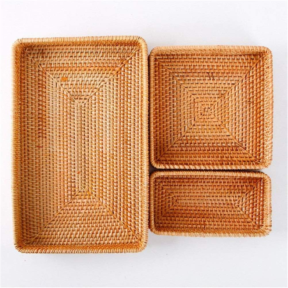 Hand-Woven Storage Basket Rattan Storage Tray Wicker Basket Bread Fruit Breakfast Display Box Crafts Home Decoration
