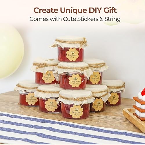 Miniatura 66 de ComSaf Tarros pequeños, 2 onzas, 48 recipientes para conservas, de vidrio, con tapas, para mostazas, salsa de tomate, salsas de inmersión