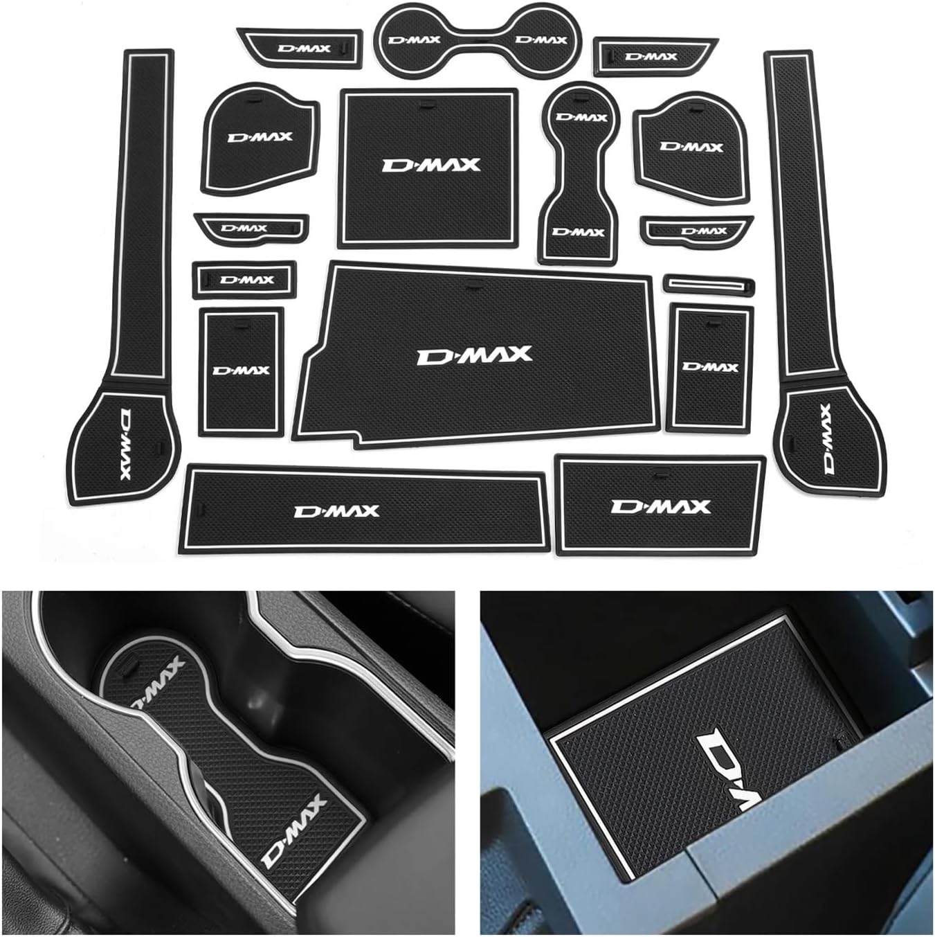 Compatible with Isuzu D-MAX 2021-2024 DMAX Anti-Slip Gate Slot Cup Mat Non-Slip Door Groove Pad Car Interior Accessories Coaster(21DMAX RED-R)