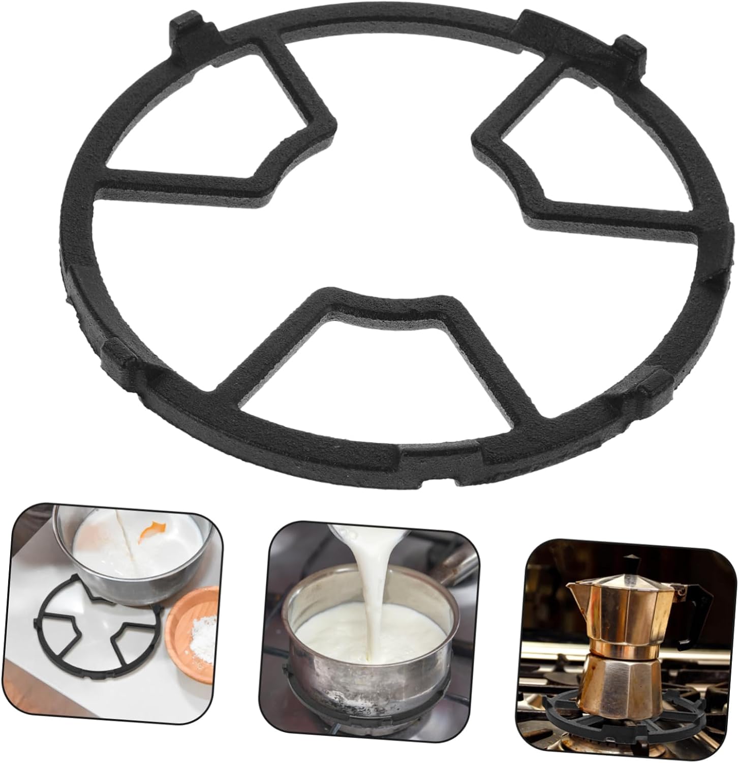 Cast Iron Wok Stand for Gas Stove Non- Heat Diffuser Rack Cooking Support for Gas Hobs Efficient Cooking Tool