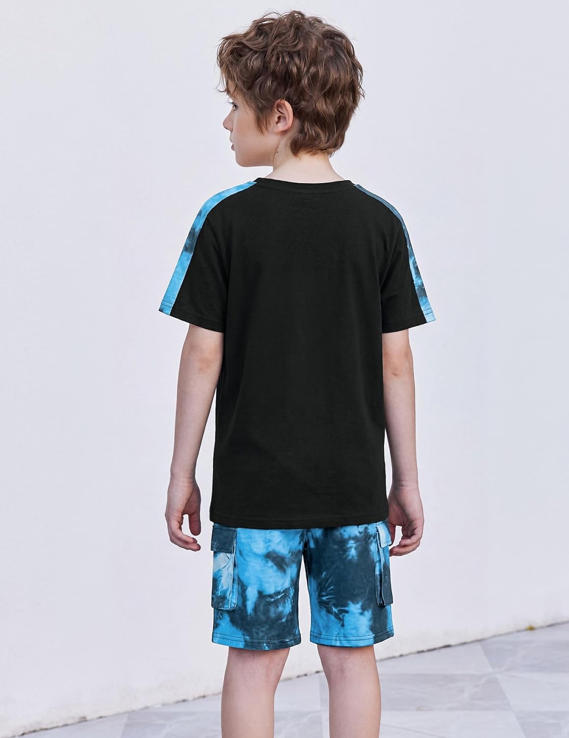 Arshiner Boys 2-Piece Camo Stitching Outfit Short Sleeve Cotton T-Shirt & Shorts Set Kids Summer Clothes 6-14 Years