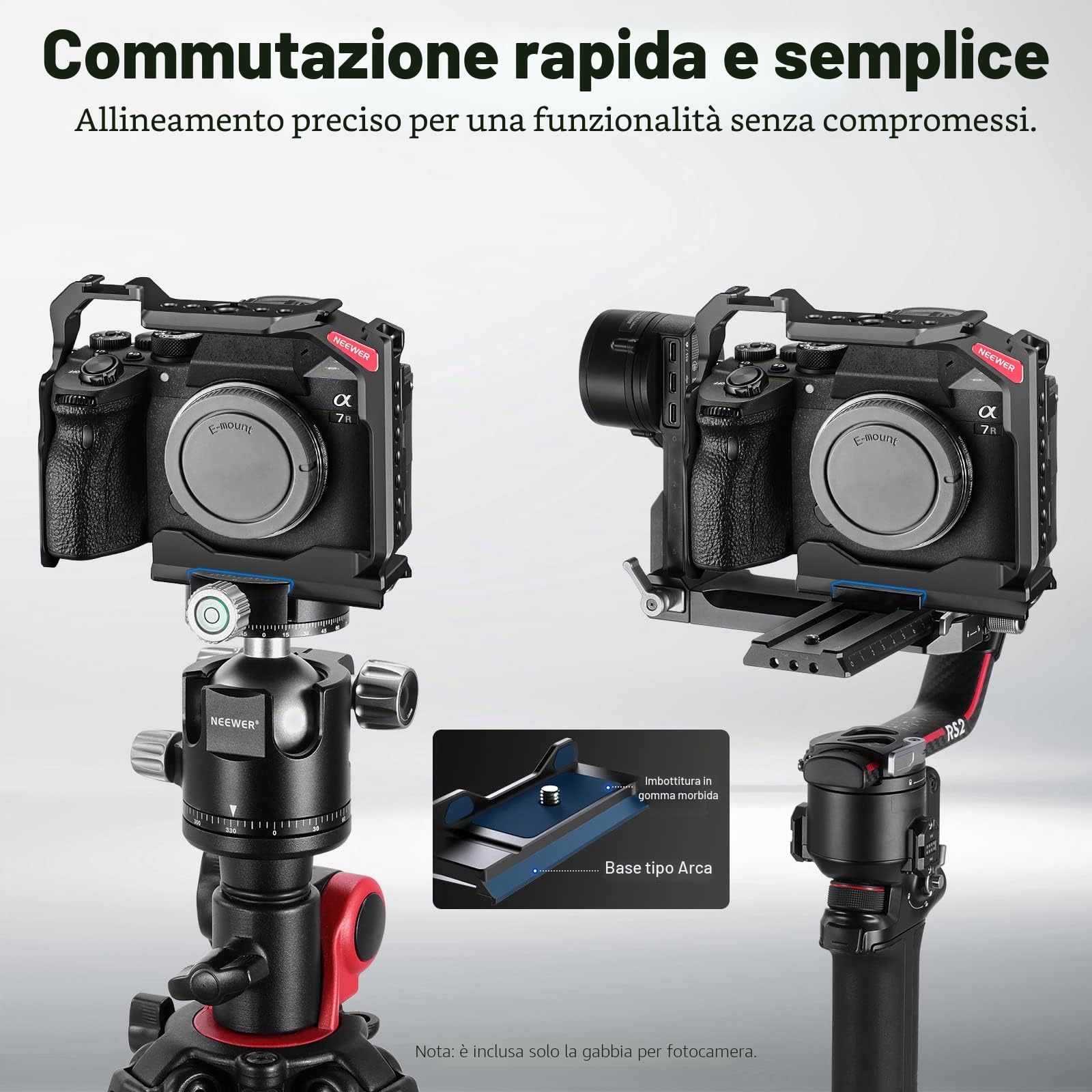 NEEWER A7 IV Gabbia Completa fotocamera Cage Compatibile con Sony Alpha 7R IV/a7 IV/a7S III/a1, Lega di Alluminio con Accesso/Arca Type QR Base Cambio Rapido, Compatibile con DJI Stabilizzatori