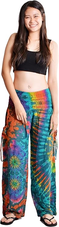 Tie-dye Festival Palazzo Pants, Boho Hippie Comfy Pants