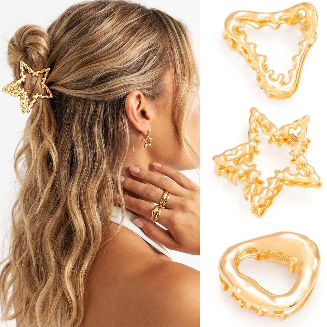 Fashey Metal Claw Clips Gold Hair Clip Small Hair Claws Hair Accessories for Women (Gold)