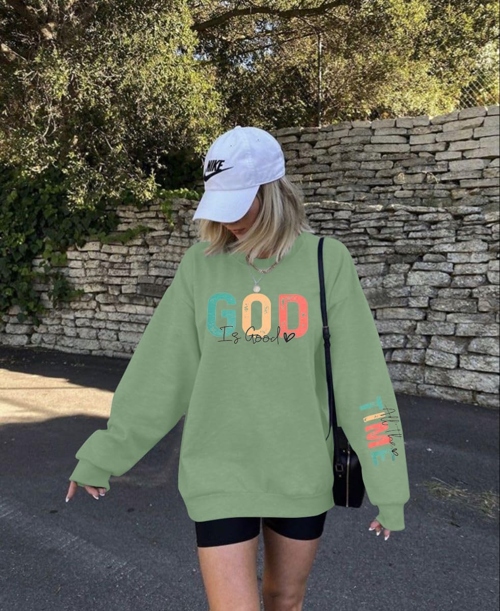 God is Good Sweatshirt Christian Shirts for Women Oversized Jesus Religious Pullover Bible Verse Inspirational Tops - Image 2