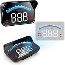 Auto Head Up Display OBD HUD, Hochauflösender Windschutzscheibenprojektor, Multifunktionaler Geschwindigkeitsmessgerät mit Überdrehzahl-Alarm, Kompatibel mit allen OBDII Standard Fahrzeugen