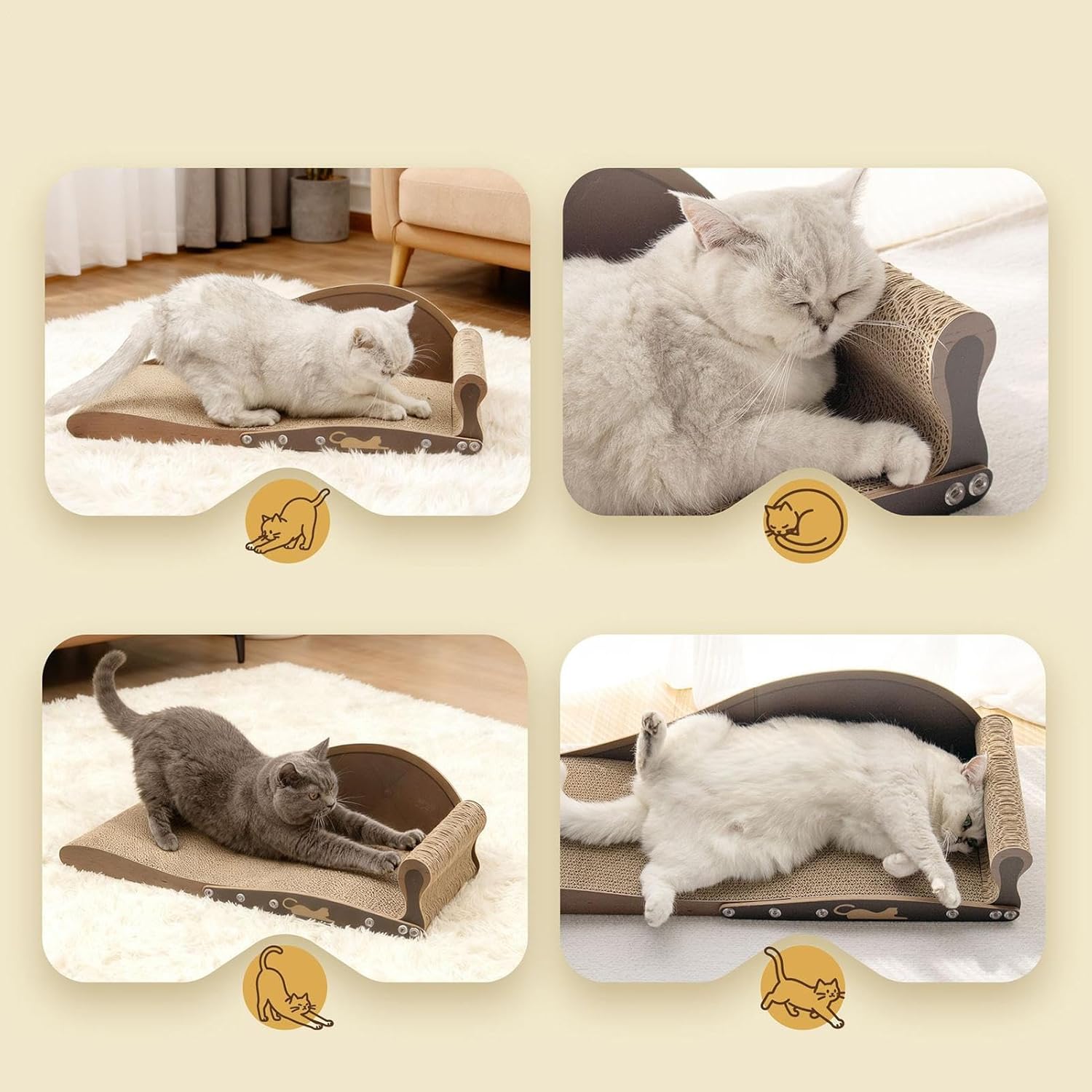 Cat Scratcher Bed - Feline Nest, 1pc Clawing Mat for Couch Defense, Oval Basin with Thick Layer, Animal Supply, Resting Boat for Relaxing, Napping and Playing Games Apartment Indoor Residence