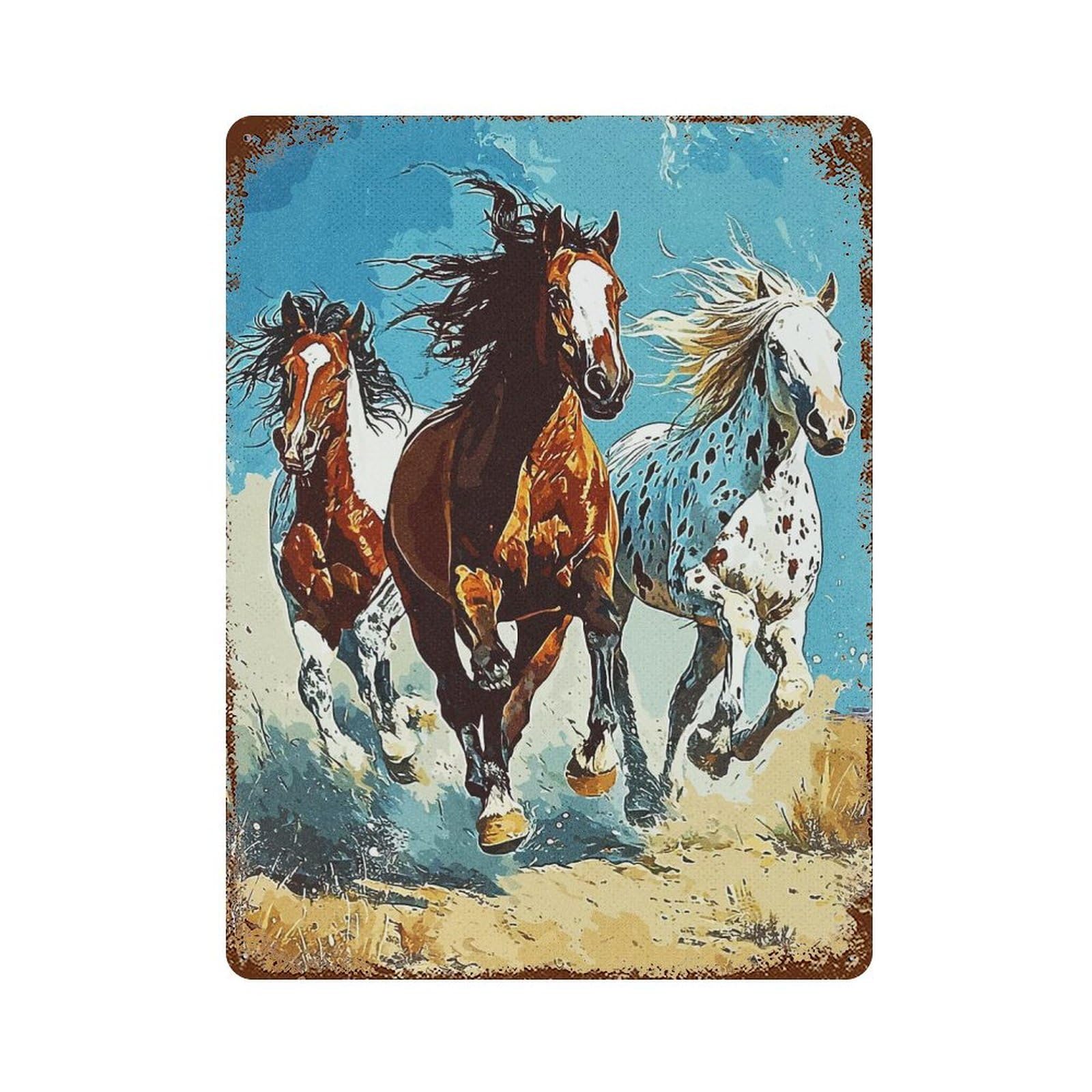 Race Horse Retro Metal Sign 15.7"x11.8", Shabby Chic Decor for Garage, Pub Or Kitchen