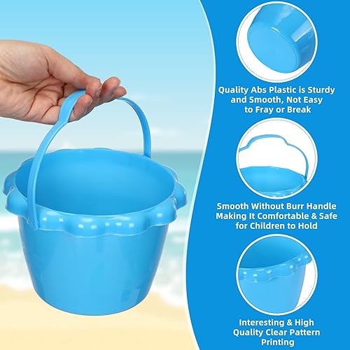 Miniatura 3 de 30 cubos de arena de plástico pequeños de 63 pulgadas y 15 litros juguetes de playa cubo de arena con asas cubos de playa de colores brillantes para