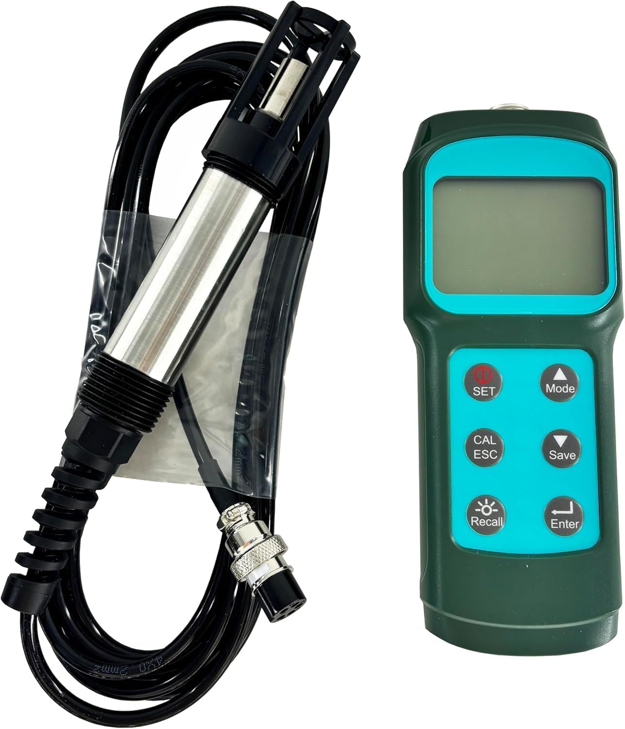 Optical DO Meter Portable Fluorescent Dissolved Oxygen Meter with 10m Probe Dissolved Oxygen Measurement Range 0~15mg/L or 0~119.9% Accuracy ±3.0% FS Salinity Compensation 0~42ppt