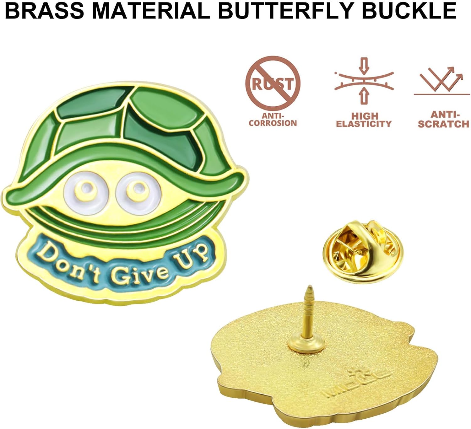 10/20/50/100/Pcs Don't Give Up Turtle lapel Pins Bulk - Inspirational Gifts Badge Hope Buttons Souvenir For Men Women