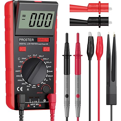 Proster LCR Meter Capacitance Inductance Resistance Tester Multimeter Self-Discharge with Overrange Display