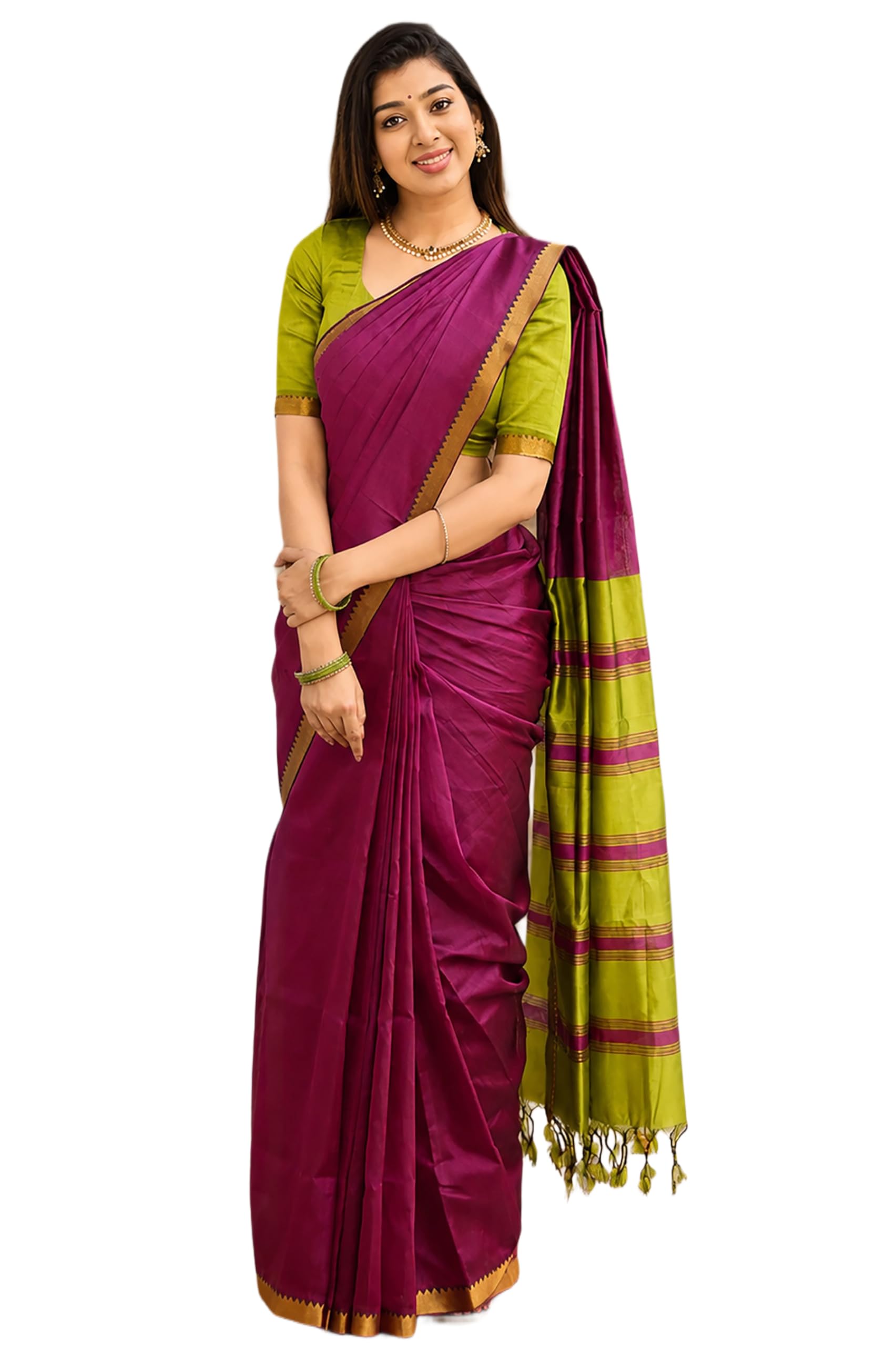 anjaneya sarees Woven Cotton Silk Kanjivaram Solid Designer Saree-picture-8