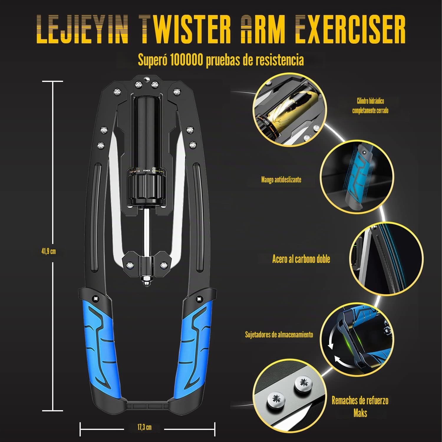 LEJIEYIN Barra Twister de Potencia Hidráulica Ajustable 10-200 kg, Doble Muelle Hidráulico para la Musculación de Pectorales y Hombros
